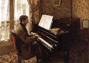 Gustave Caillebotte The young man plays the piano oil painting artist